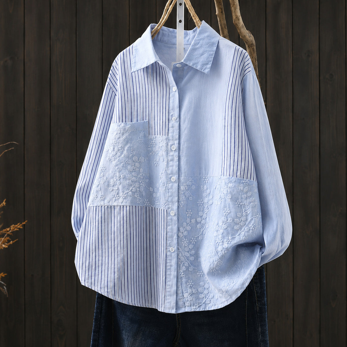 Women’s Floral Embroidered Cotton Shirt