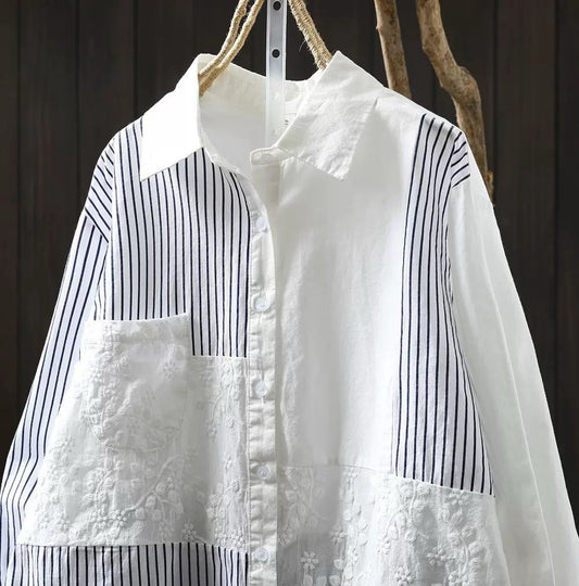 Women’s Floral Embroidered Cotton Shirt