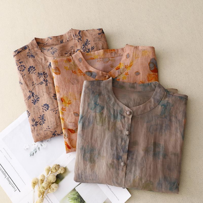 Pure Cotton Printed Shirt With Organza