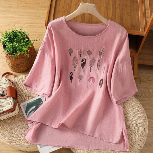 Pure Cotton Embroidered T-Shirt Top
