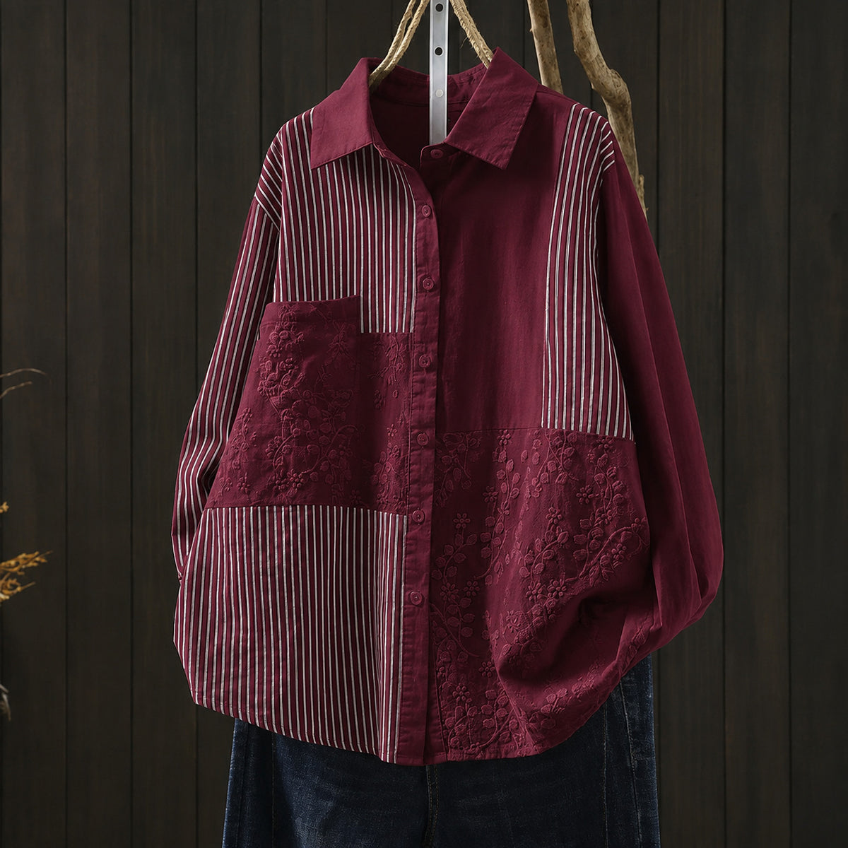 Women’s Floral Embroidered Cotton Shirt