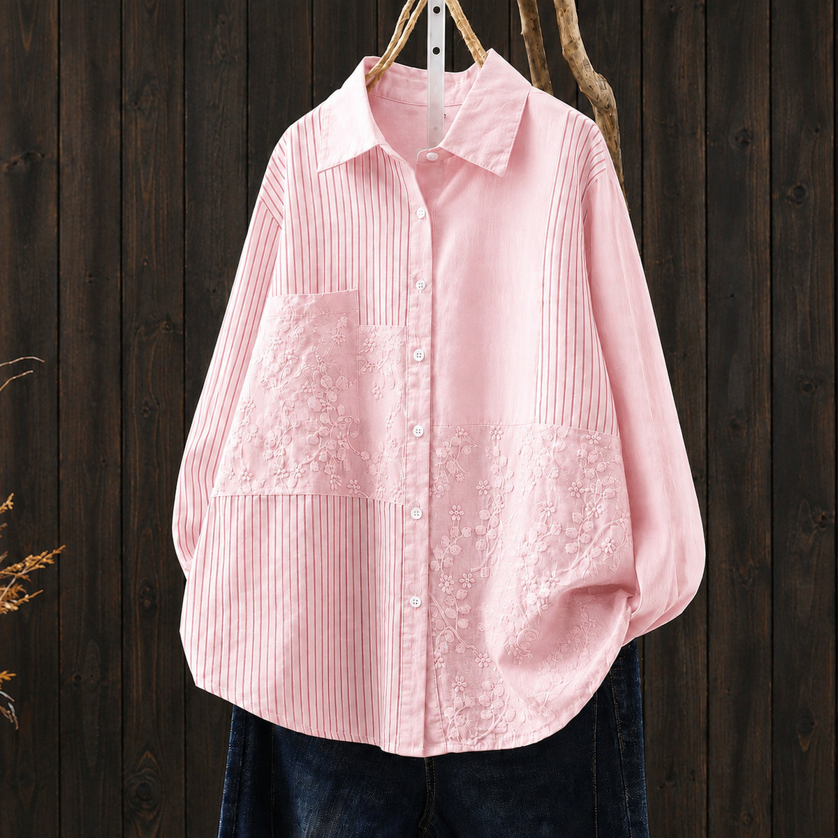 Women’s Floral Embroidered Cotton Shirt